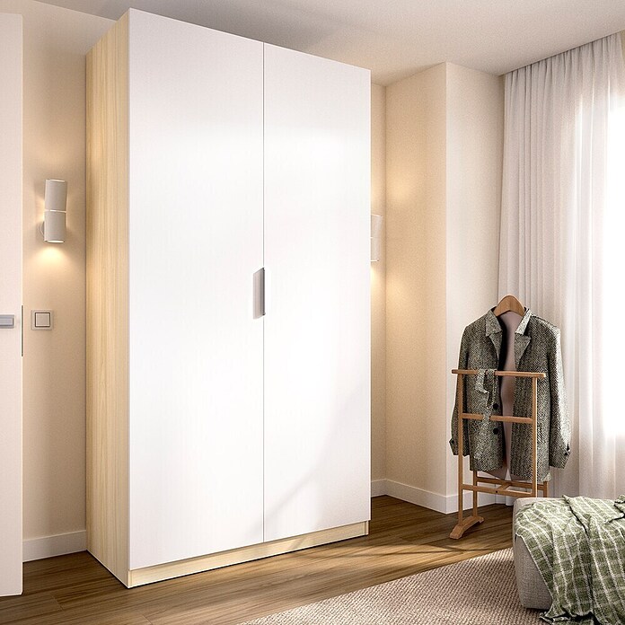 Dekit Armario para ropa Emax (L x An x Al: 51,4 x 91 x 203,5 cm, Roble claro/Blanco, Espesor: 15 mm) | BAUHAUS