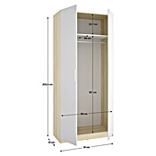 Dekit Armario para ropa Emax (L x An x Al: 51,4 x 91 x 203,5 cm, Roble claro/Blanco, Espesor: 15 mm) | BAUHAUS