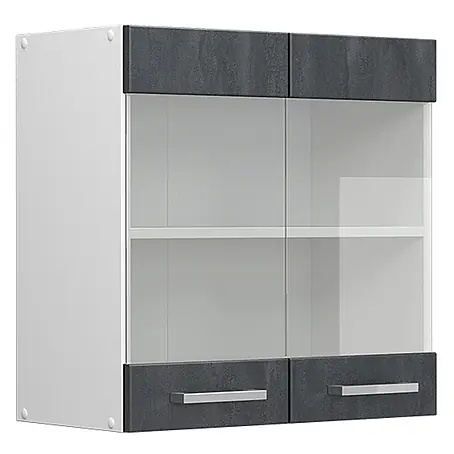 Vicco  Schrankküche R-Line Schwarz Beton
