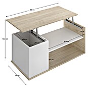 Dekit Bari Mesa de centro (L x An x Al: 50 x 100 x 41,7 cm, Natural/Blanco) | BAUHAUS