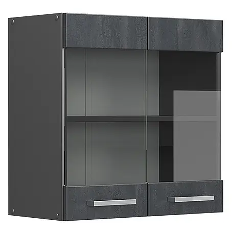 Vicco  Schrankküche R-Line Schwarz Beton