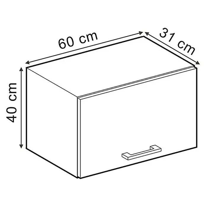 Vicco Schrankküche R-Line Blau-Grau Flach - Blau-Grau, Hängeschrank 60 cm (flach) - Weißer Wandschrank mit silbernem Griff, 60 cm breit, 40 cm hoch und 31 cm tief.