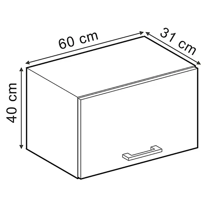 Vicco Schrankküche R-Line Schwarz Beton Flach - Schwarz Beton, Hängeschrank 60 cm (flach) - Weißer rechteckiger Schrank mit Griff, 60 cm breit, 40 cm hoch und 31 cm tief.