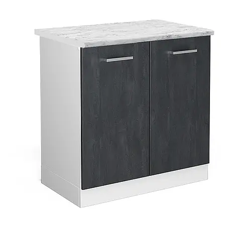 Vicco  Schrankküche R-Line Schwarz Beton AP Marmor