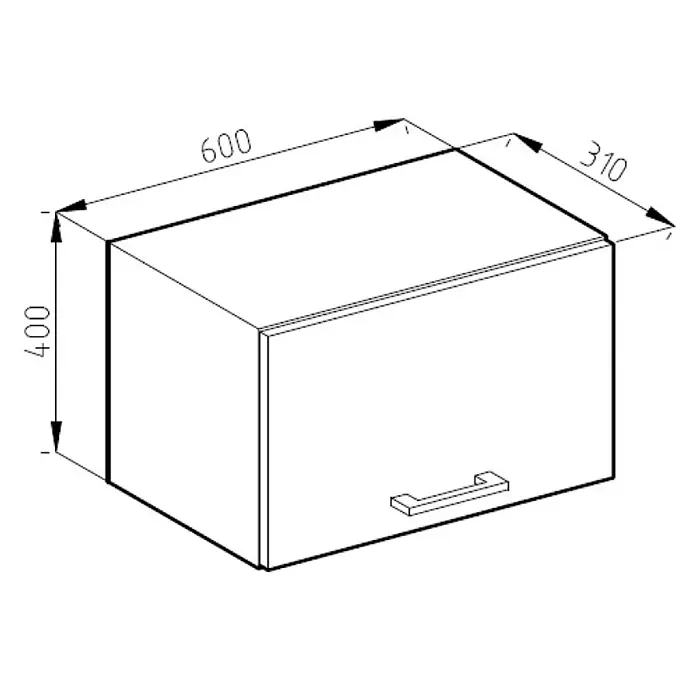 Vicco Schrankküche R-Line Edelgrau Flach - Edelgrau, Hängeschrank 60 cm (flach) - Wandschrank mit Griff und Maßen: B600 x T310 x H400.