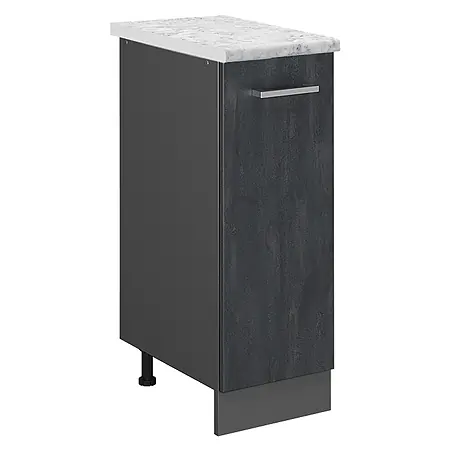Vicco  Schrankküche R-Line Schwarz Beton AP Marmor