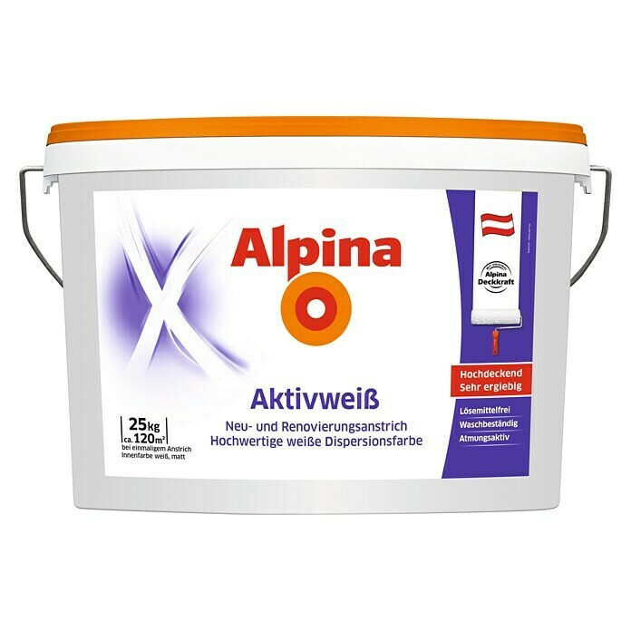 Alpina Wandfarbe Aktivweiß (Weiß, 25 kg, Matt)
