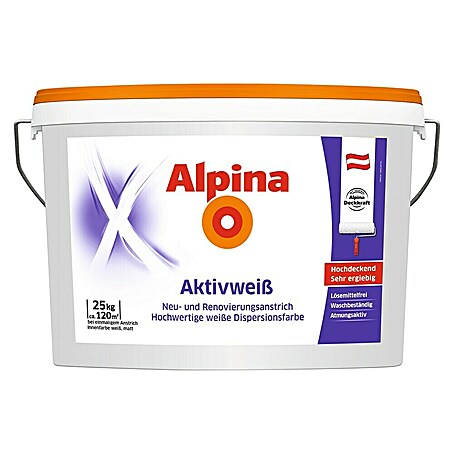 Alpina Wandfarbe Aktivweiß (Weiß, Matt, Abtönbar, 25 kg)