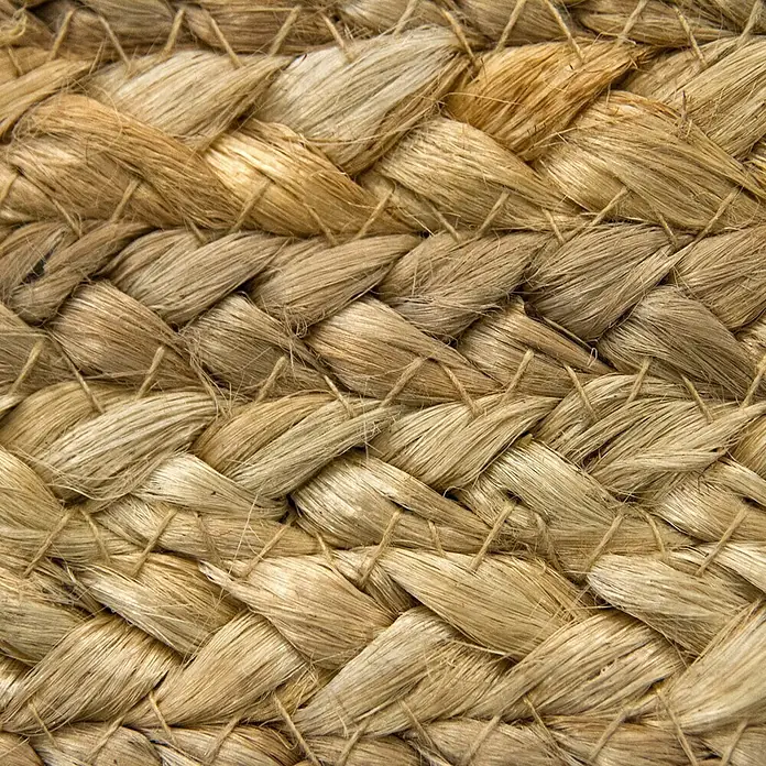 Alfombra textil plana Nazar - Beige, 300 x 200 cm - Primer plano de una estera de rafia tejida con un esquema de color beige, que ofrece una textura rústica y una estética natural.