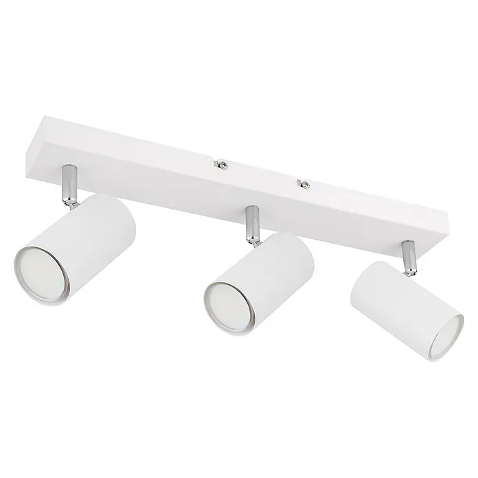 Globo Deckenstrahler Robby - 35 W, L x B x H: 41 x 6 x 12 cm, Weiß, GU10, 3 Stk. - Weißer dreiflammiger Schienenstrahler mit Chromdetails und verstellbaren zylindrischen Köpfen.