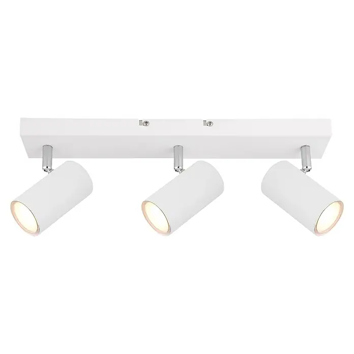 Globo Deckenstrahler Robby - 35 W, L x B x H: 41 x 6 x 12 cm, Weiß, GU10, 3 Stk. - Weiße Deckenleuchte mit drei verstellbaren zylindrischen Strahlern, die warmes Licht abgeben.