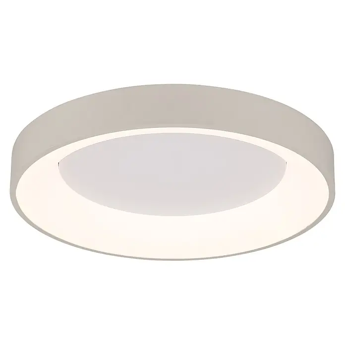 Globo LED-Deckenleuchte rund Gallegos - 48 W, Ø x H: 50 cm x 85 mm - Runde weiße LED-Deckenleuchte mit beleuchtetem Innenring und zentralem Diffusor.