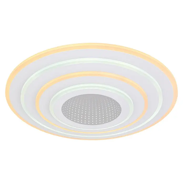 Globo LED-Deckenleuchte rund Jocelyn - Ø x H: 40 x 7 cm, Weiß - Runde LED-Deckenleuchte mit konzentrischen Ringen in Warm- und Kaltweiß, mit zentralem Unendlichkeitsspiegel-Effekt.