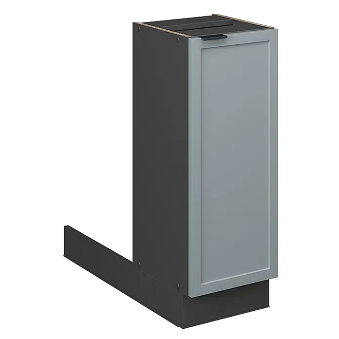 Vicco Inselküche Fame-Line Hellblau-grau ohne Arbeitsplatte - Breite: 30 cm, Hellblau-grau, Ohne Elektrogeräte - Dunkelgrauer Unterschrank mit hellgrauer Kassettentür und schwarzem Griff, mit Sockel.