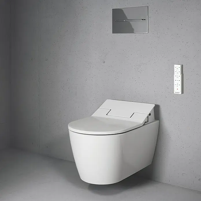 Duravit ME by Starck Wand-WC Typ 1 - Mit Spülrand, Ohne Spezialglasur, Spülform: Tief, WC Abgang: Waagerecht, Weiß - Ein modernes, wandhängendes Duravit Dusch-WC in strahlendem Weiß, das Eleganz und Funktionalität vereint. Luxus für jedes Badezimmer.