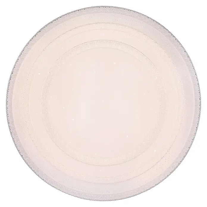 Globo LED-Deckenleuchte Magnifique - Durchmesser: 49 cm, 30 W - Runde weiße LED-Deckenleuchte mit dekorativen konzentrischen Mustern und funkelnden Details.