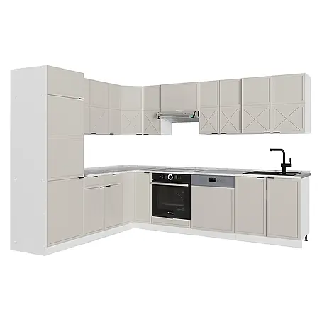 Vicco  Eckküche Fame-Line GrauBeige/Weiß ohne Arbeitsplatte