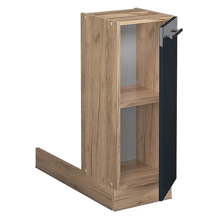 Vicco Inselküche Fame-Line Dunkelblau Hochglanz ohne Arbeitsplatte - Breite: 30 cm, Dunkelblau Hochglanz, Ohne Elektrogeräte - Modulares Holz-Optik-Regal mit dunkelblauer Tür, Innenfächern und verlängertem Sockel.