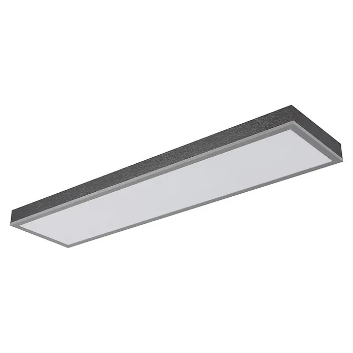Globo LED-Panel Doro - 24 W, L x B x H: 800 x 200 x 65 mm, Warmweiß - Rechteckige LED-Deckenleuchte mit dunkelgrauem Rahmen und weißer Lichtfläche.
