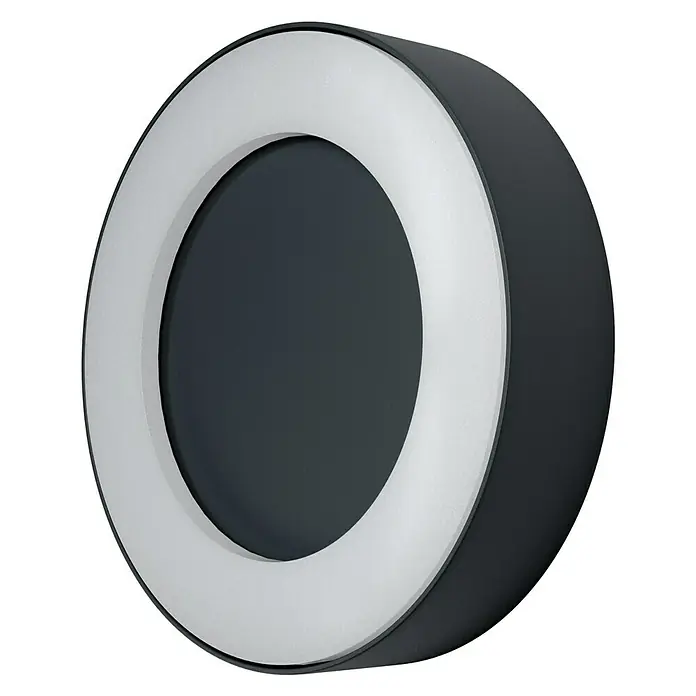 Osram Endura Style LED-Außenwandleuchte Ring - 13 W, Dunkelgrau, IP44 - Runde LED-Wandleuchte mit einem dunklen Gehäuse und einem hellen, runden Lichtelement für moderne Beleuchtungslösungen.