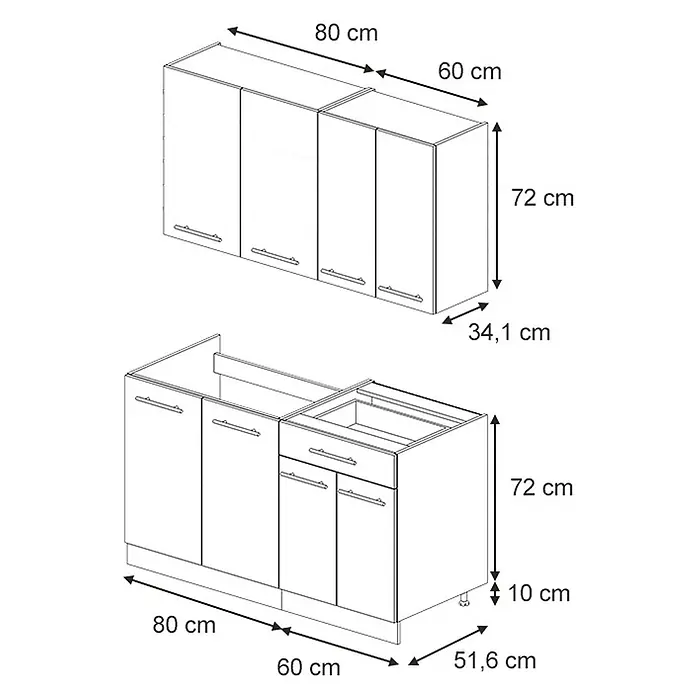 Vicco Singleküche Fame-Line Eiche Paneel/Goldkraft Eiche ohne Arbeitsplatte - Breite: 140 cm, Eiche Paneel, Ohne AP - Modulares Küchenschrank-Set mit detaillierten Maßen: Oberschränke 140x72x34,1cm, Unterschränke 140x82x51,6cm.