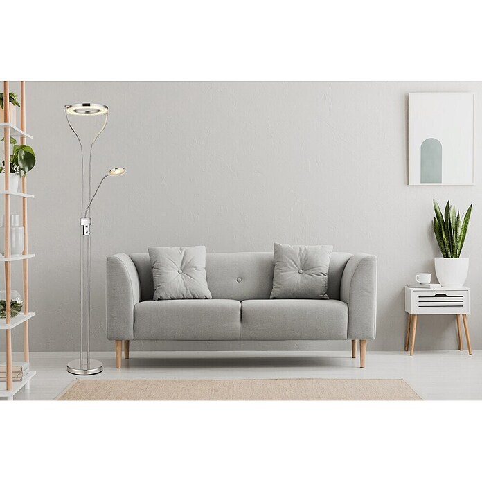 Globo Lámpara de pie LED Hadera (20 W, Plata, Blanco cálido, L x An x Al: 35 x 30 x 194 cm) | BAUHAUS