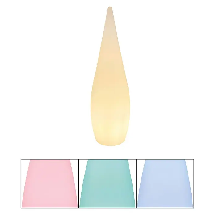 Globo Außenleuchte Vascon - Netzbetrieben, 10 W, Weiß, Mit Leuchtmittel, RGB, Ø x H: 36 x 120 cm - Tropfenförmige LED-Lampe leuchtet warmweiß, mit optionalen rosa, türkis und blauen Lichtfarben.
