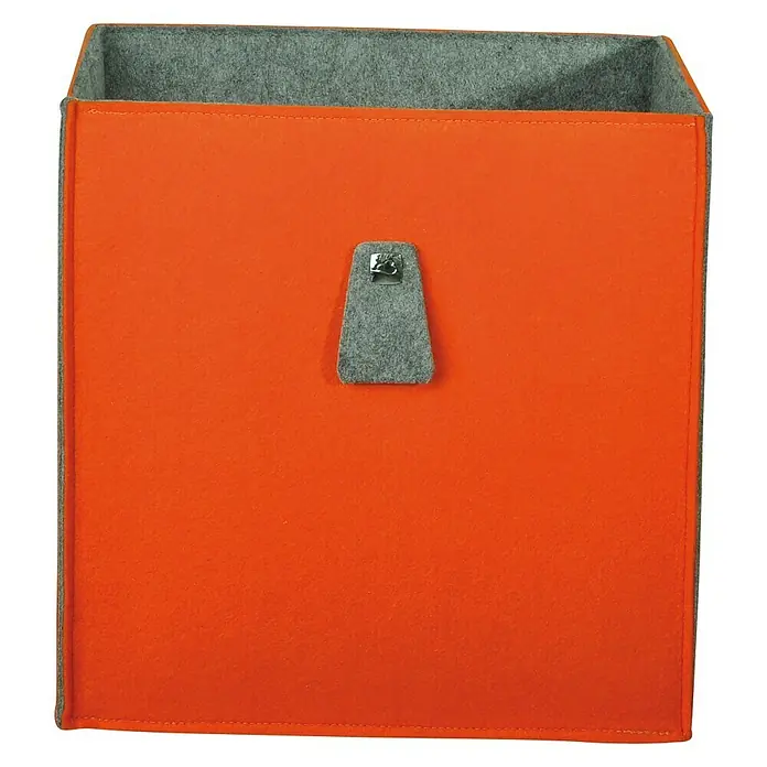 Phönix Atlanta Aufbewahrungsbox - L x B x H: 34 x 34 x 34 cm, Textil, Orange/Grau - Orangefarbener Filzaufbewahrungskorb mit grauem Filzfutter und Aufhängelasche. Ideal für Ordnung und stilvolle Aufbewahrung im Zuhause.