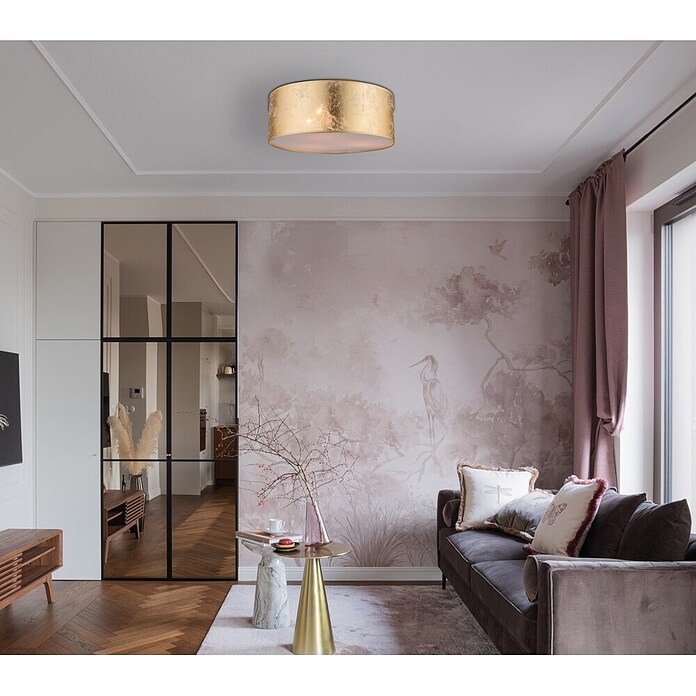 Globo Deckenleuchte rund Amy (40 W, Ø x H: 40 x 17,5 cm, Gold, E14) | BAUHAUS