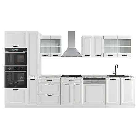 Vicco  Küchenzeile R-Line Weiß Landhaus/Weiß mit Hochschrank, ohne Arbeitsplatte