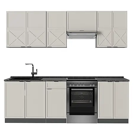 Vicco  Küchenzeile Fame-Line GrauBeige/Anthrazit, AP Anthrazit