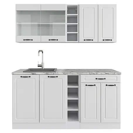 Vicco  Singleküche R-Line Weiß Landhaus/Weiß ohne Arbeitsplatte