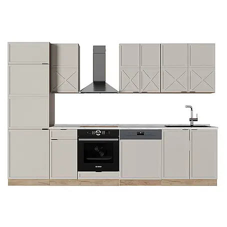 Vicco  Küchenzeile Fame-Line GrauBeige/Goldkraft Eiche ohne Arbeitsplatte
