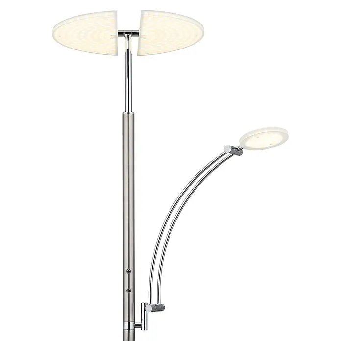 Globo LED-Deckenfluter Tirana - 40 W, Höhe: 1.830 mm - Stehleuchte aus gebürstetem Metall mit LED-Deckenfluter und flexiblem Lesearm.
