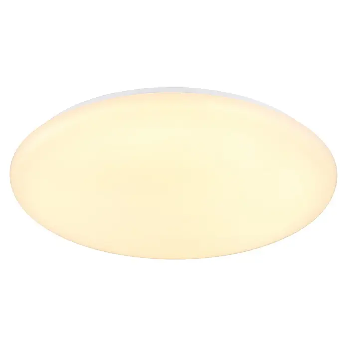 Globo LED-Deckenleuchte rund Eclypse - 24 W, Ø x H: 10 x 9 cm, Weiß Opal - Runde Deckenleuchte mit warmweißem Licht und schmalem weißen Rand.