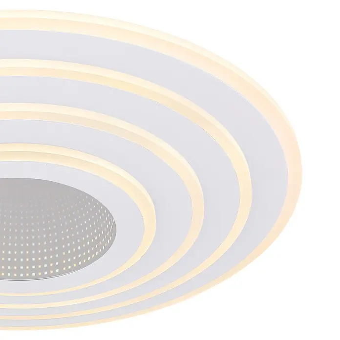 Globo LED-Deckenleuchte rund Jocelyn - Ø x H: 40 x 7 cm, Weiß - Moderne weiße Deckenleuchte mit konzentrischen warmen LED-Ringen und zentralem Unendlichkeitsspiegel-Effekt.
