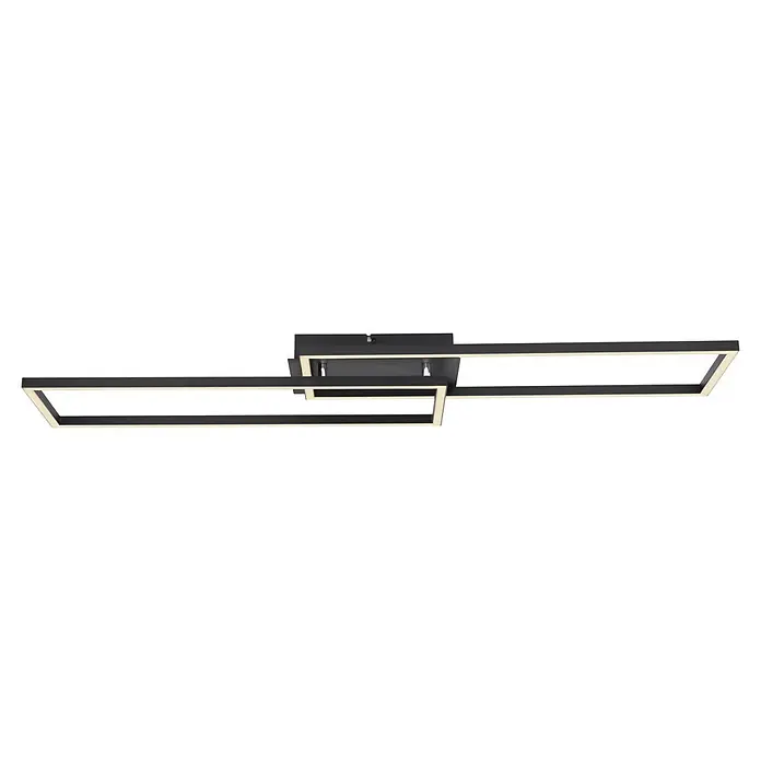 Globo LED-Deckenleuchte Tatjana - 36 W, L x B x H: 101 x 29 x 7,5 cm, Schwarz - Moderne schwarze geometrische LED-Deckenleuchte mit warmweißem Licht.