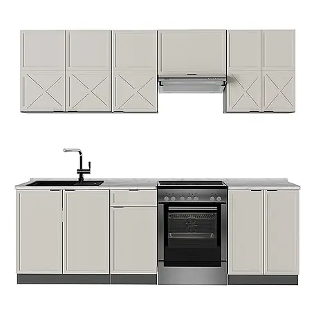 Vicco  Küchenzeile Fame-Line GrauBeige/Anthrazit ohne Arbeitsplatte