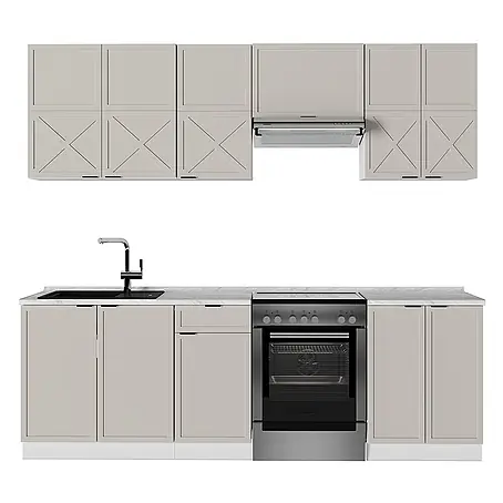 Vicco  Küchenzeile Fame-Line GrauBeige/Weiß, AP Anthrazit