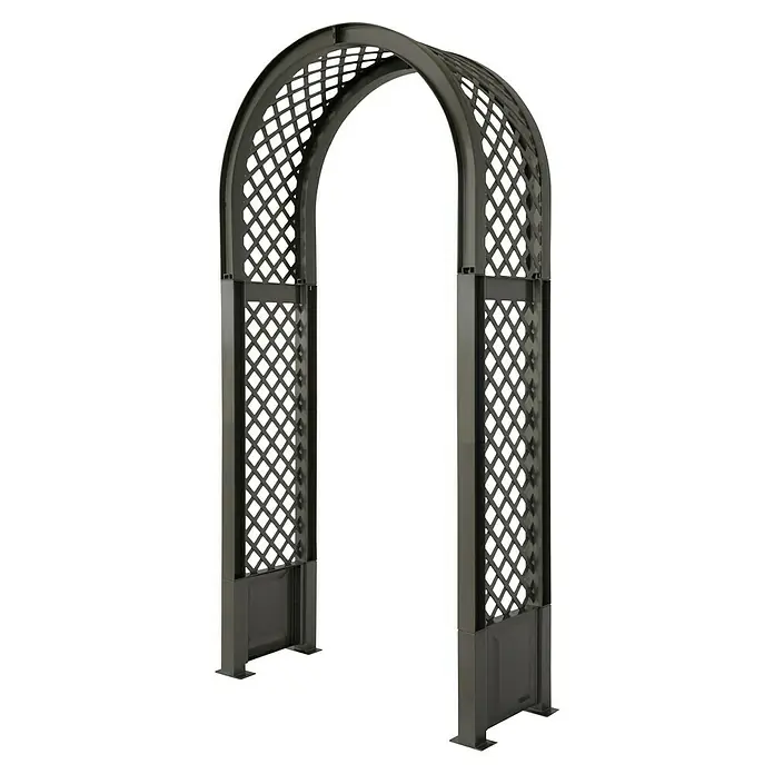 KHW Rosenbogen - Anthrazit, 100 x 43 x 207 cm - Ein stilvoller Gartenbogen aus robustem Metall mit filigranem Gittermuster, ideal für Rosen und Kletterpflanzen, schafft einen romantischen Durchgang im Garten.