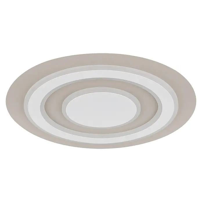 Globo LED-Deckenleuchte rund Jayden - 40 W, Ø x H: 48 x 4,3 cm, Warmweiß - Ovale Deckenleuchte mit konzentrischen weißen und beigefarbenen Ringen.