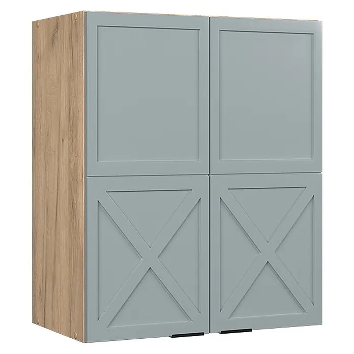 Vicco Hängeschrank Fame-Line, Hellblau-grau, 60 cm -  - Zweifarbiger Hängeschrank mit hellgrauen Türen, schlichter Oberseite und X-Paneel-Unterseite sowie einer Holzoptik-Seitenwand.