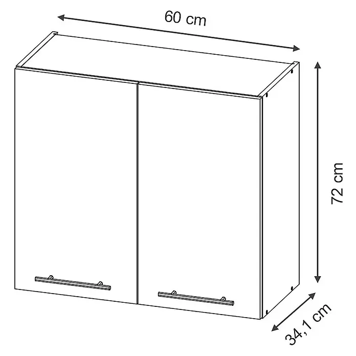 Vicco Hängeschrank Fame-Line, Hellblau-grau, 60 cm -  - Weißer zweitüriger Hängeschrank mit Griffen. Maße: 60 cm breit, 72 cm hoch, 34,1 cm tief.