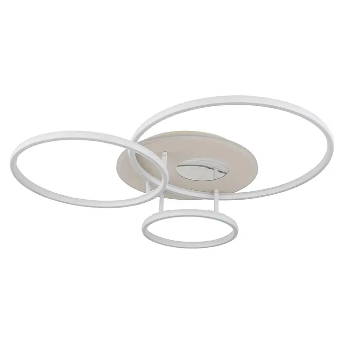 Globo LED-Deckenleuchte Invertina - 40 W, L x B x H: 807 x 700 x 130 mm - Moderne weiße LED-Deckenleuchte mit mehreren überlappenden Ringen und einer runden Basis.