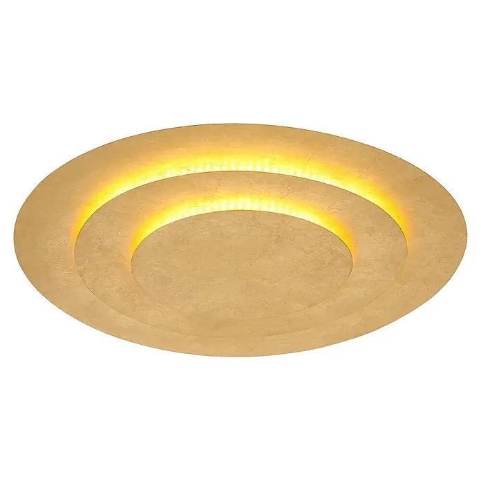 Globo LED-Deckenleuchte rund Heda - 40 W, Ø x H: 49 x 4,7 cm - Goldfarbene ovale Deckenleuchte mit warmen LED-Ringen.