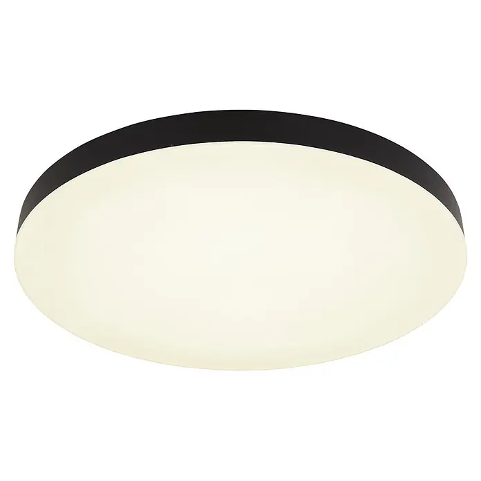 Globo LED-Deckenleuchte rund Matthew - Ø x H: 50 x 4,5 cm - Runde schwarze Deckenleuchte mit warmweißem Diffusor.