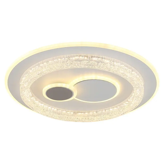 Globo LED-Deckenleuchte rund Kriswall - 48 W, Ø x H: 49,5 x 6 cm - Moderne LED-Deckenleuchte mit kristallähnlichen Ringen und warmweißer Beleuchtung.