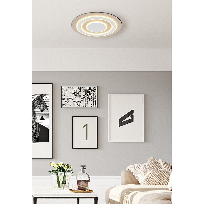 Globo Okrugla stropna LED svjetiljka Jayden  (40 W, Ø x V: 48 x 4,3 cm, Bijela, Bijela, Topla bijela) | BAUHAUS