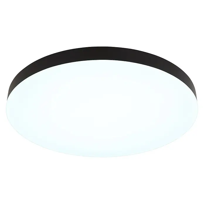 Globo LED-Deckenleuchte rund Matthew - Ø x H: 50 x 4,5 cm - Runde LED-Deckenleuchte mit schwarzem Rand und weißer Abdeckung.