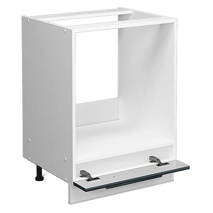 Vicco Schrankküche Fame-Line Dunkelblau Hochglanz ohne Arbeitsplatte - Breite: 60 cm, Dunkelblau Hochglanz, Herdumbauschrank 60 cm - Weißer Küchenunterschrank für Einbaugeräte, mit unterer Klappe und Stützfuß.